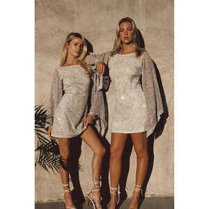 12th Tribe Luz Champagne Sequin Mini Dress Size XSXS